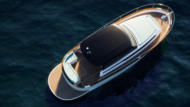 Render boat seen from above.